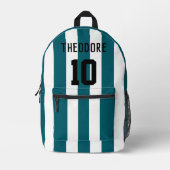 Monogram van naam en nummer van sportspeler bedrukte rugzak (Voorkant)
