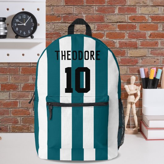 Monogram van naam en nummer van sportspeler bedrukte rugzak
