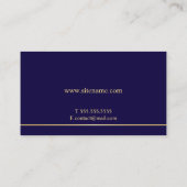 Monogram van Navy Blue en Gold Elegant Visitekaartje (Achterkant)