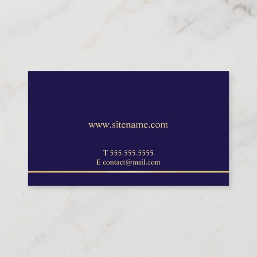 Monogram van Navy Blue en Gold Elegant Visitekaartje (Achterkant)