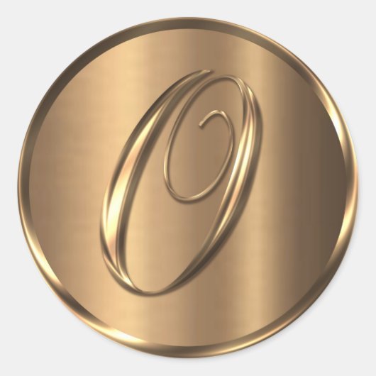 Monogram van NONMETALLIC Bronze Envelope Seal Ronde Sticker (Voorkant)