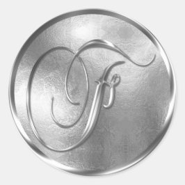 Monogram van NONMETALLIC Silver Envelope Seal Ronde Sticker