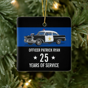 Monogram van politie Pensionering Vintage Auto Naa Keramisch Ornament
