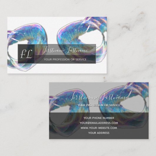 Monogram van regenboogkleurige zeepbel organische visitekaartje (Voorkant / Achterkant)
