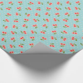 Monogram van Retro girly turquoise cherry Cadeaupapier (Hoek)