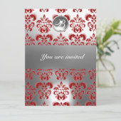 MONOGRAM VAN RODE EN WITTE DAMASKGEM KAART (Staand voorkant)