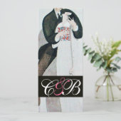 MONOGRAM VAN ROMANTISCHE BRIDE- EN GROOMWEDINGSPAR KAART (Staand voorkant)