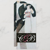 MONOGRAM VAN ROMANTISCHE BRIDE- EN GROOMWEDINGSPAR KAART (Voorkant / Achterkant)