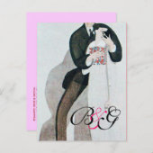 MONOGRAM VAN ROMANTISCHE BRIDE- EN GROOMWEDINGSPAR UITNODIGING BRIEFKAART (Voorkant / Achterkant)