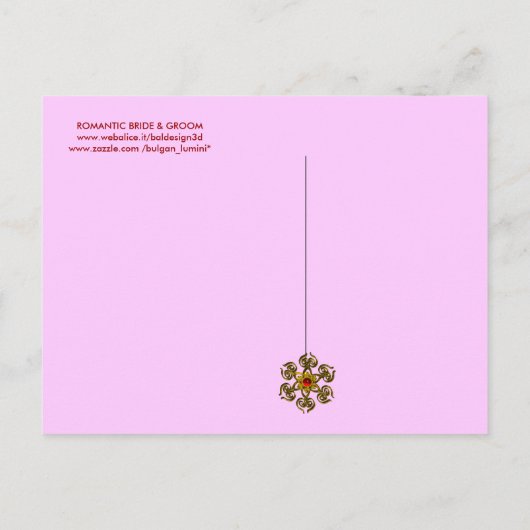 MONOGRAM VAN ROMANTISCHE BRIDE- EN GROOMWEDINGSPAR UITNODIGING BRIEFKAART (Achterkant)