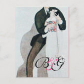 MONOGRAM VAN ROMANTISCHE BRIDE- EN GROOMWEDINGSPAR UITNODIGING BRIEFKAART (Voorkant)