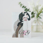 MONOGRAM VAN ROMANTISCHE BRIDE- EN GROOMWEDINGSPAR UITNODIGING BRIEFKAART (Staand voorkant)