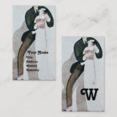 MONOGRAM VAN ROMANTISCHE BRIDE- EN GROOMWEDINGSPAR VISITEKAARTJE (Voorkant / Achterkant)