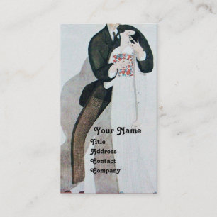 MONOGRAM VAN ROMANTISCHE BRIDE- EN GROOMWEDINGSPAR VISITEKAARTJE