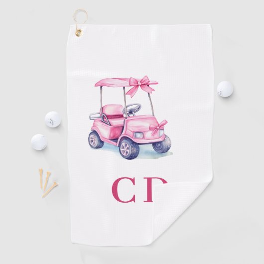 Monogram van roze kar golfhanddoek (Insitu)