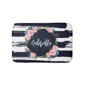 Monogram van strepen en bloemig Lijst Badmat (Voorkant)