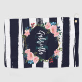 Monogram van strepen en bloemig Lijst Golfhanddoek (Horizontaal)