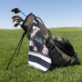 Monogram van strepen en bloemig Lijst Golfhanddoek (Groen)