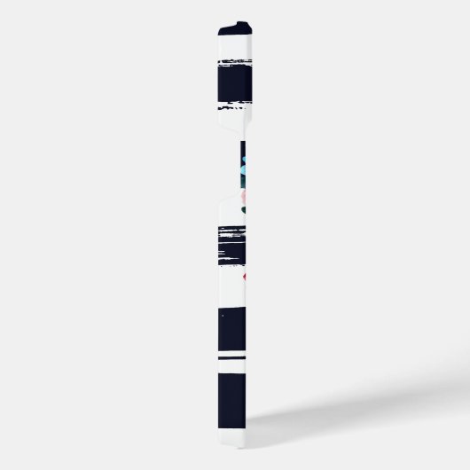 Monogram van strepen en bloemig Lijst iPhone Hoesje (Rechterkant)