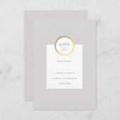 Monogram van Taupe en Gold Foil Circle Weddenschap RSVP Kaartje (Voorkant / Achterkant)