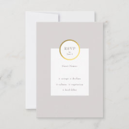 Monogram van Taupe en Gold Foil Circle Weddenschap RSVP Kaartje