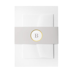 Monogram van Taupe en Gold Foil Circle Weddenschap Uitnodigingen Wikkel