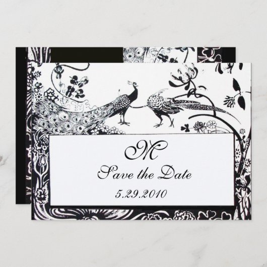 MONOGRAM VAN TORTELDUIFJES MET WEDING, zwart-wit Kaart (Voorkant / Achterkant)