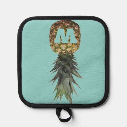 Monogram van tropische ananasvruchten pannenlap (Voorkant)