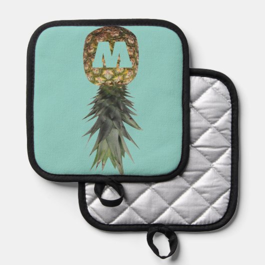 Monogram van tropische ananasvruchten pannenlap (Voorkant / Achterkant)