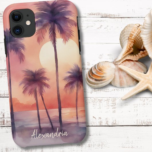 Monogram van tropische handpalmen Case-Mate iPhone case