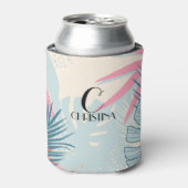 Monogram van tropische Waterverf Blikjeskoeler (Blikje Voorkant)
