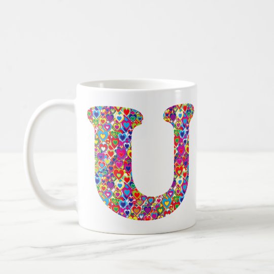 Monogram van U van de pret het Kleurrijke Koffiemok