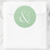 Monogram van voorjaarsgroene moderne typografie ronde sticker (Tas)