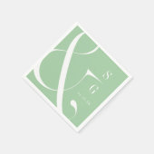 Monogram van voorjaarsgroene moderne typografie servet (Hoek)
