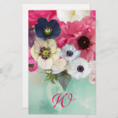 MONOGRAM VAN WITTE PINKROOIEN EN VAN ANEMONSENSTRO BRIEFPAPIER (Voorkant / Achterkant)
