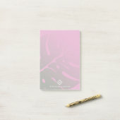 Monogram van zacht gradiënt-Monstera-tropisch blad Post-it® Notes (Op bureau)