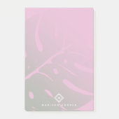Monogram van zacht gradiënt-Monstera-tropisch blad Post-it® Notes (Voorkant)