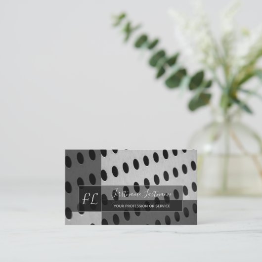 Monogram vast abstract geperforeerd bord visitekaartje (Staand voorkant)