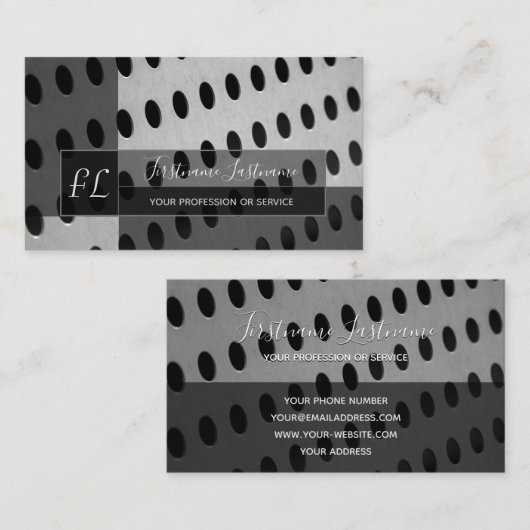 Monogram vast abstract geperforeerd bord visitekaartje (Voorkant / Achterkant)