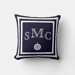 MONOGRAM Vast donkerblauwe platte kussens