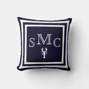 MONOGRAM Vast donkerblauwe platte kussens