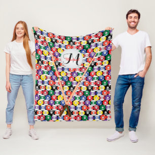 Monogram vast en 🎱 Billiards Balls Fleece Deken