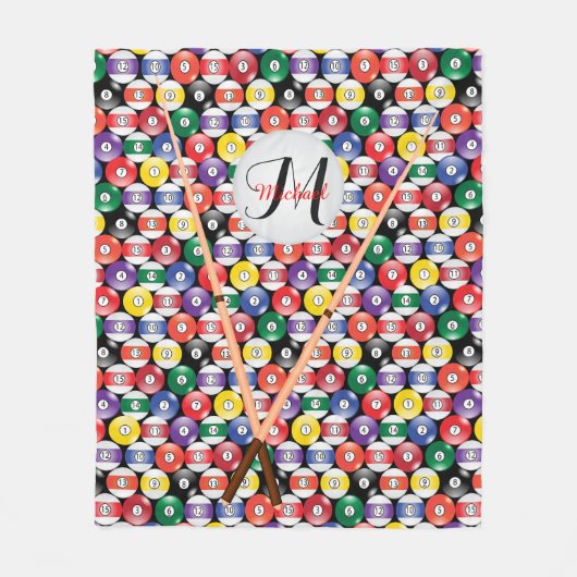 Monogram vast en 🎱 Billiards Balls Fleece Deken (Voorkant)