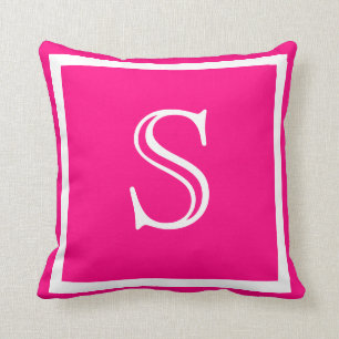 MONOGRAM Vast gekleurde Hot Pink Fuschia  Kussen