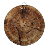 Monogram Vast jaar Woodslice Treerings Dartbord (Voorkant)