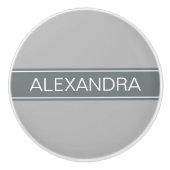 Monogram vaste grijze koolstof, naam steenkoolgrij keramische knop (Voorkant)