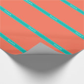 Monogram vaste koraal, Blauwgroen lint Cadeaupapier (Hoek)