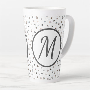 Monogram veelkleurige luipaard print latte mok