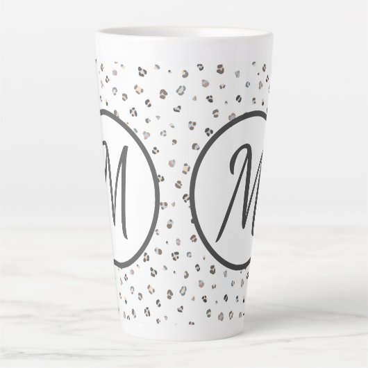 Monogram veelkleurige luipaard print latte mok (Voorkant)