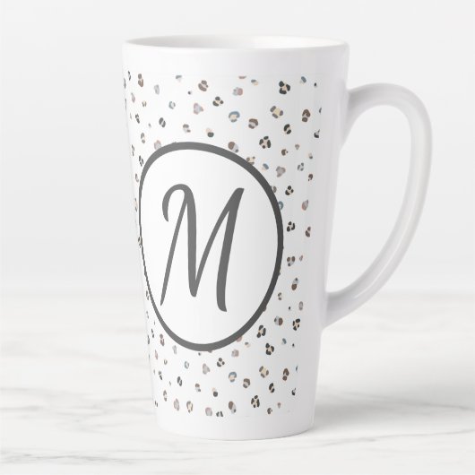 Monogram veelkleurige luipaard print latte mok (Rechts)